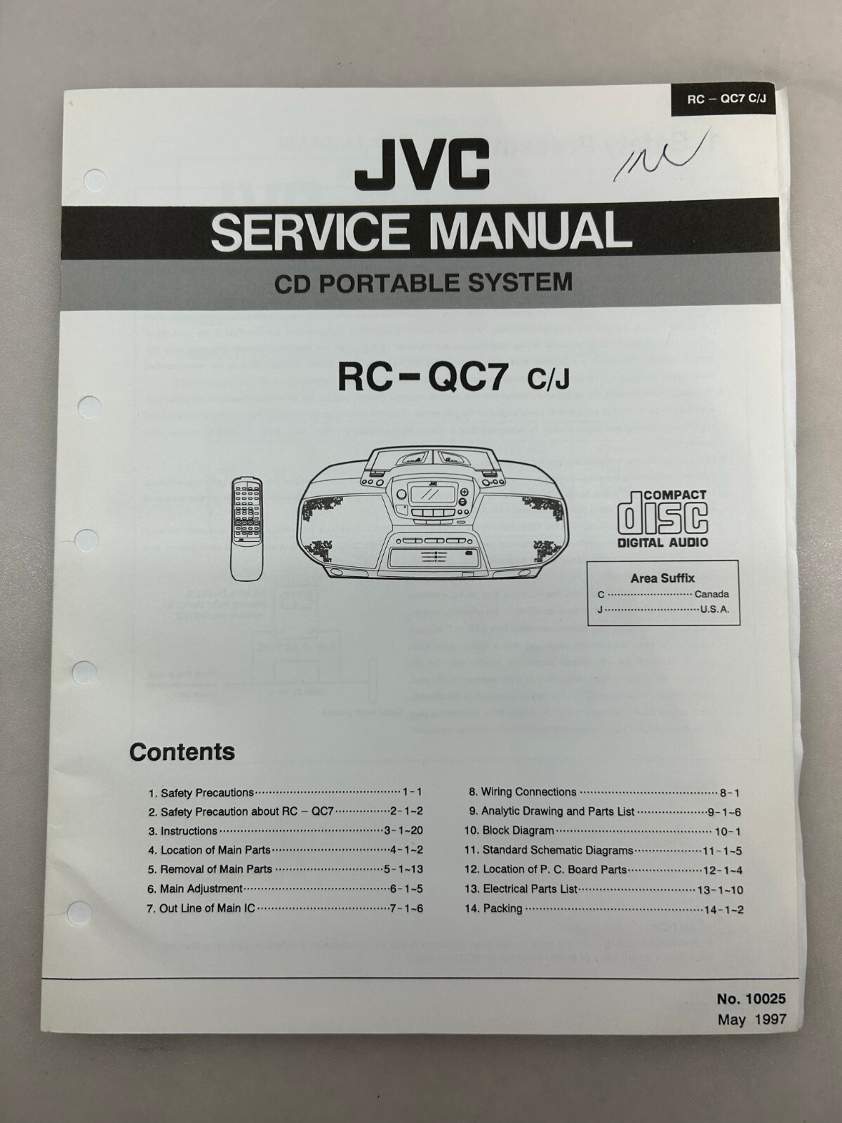 JVC RC-QC7 Original Service Manual Free Shipping