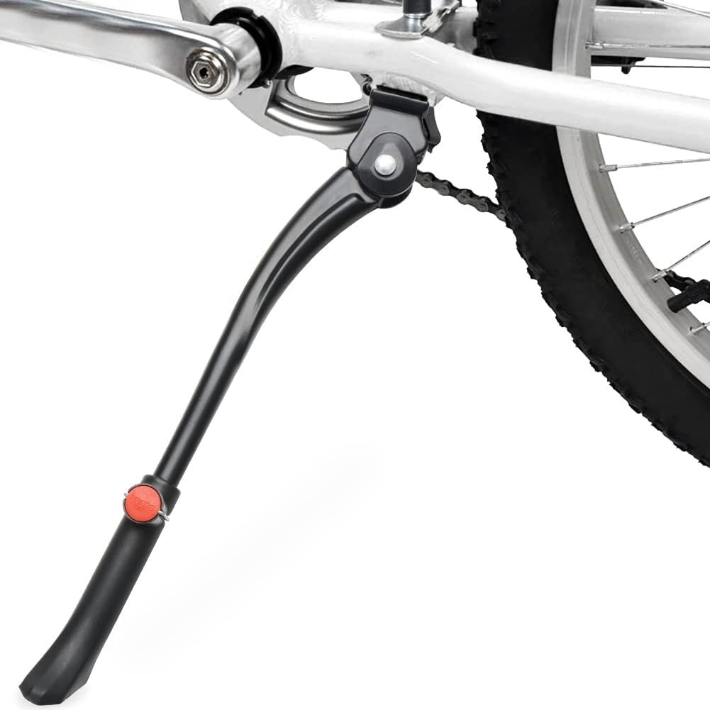 Adjustable Aluminum Bicycle Kickstand for 24" to 29" Bikes - Durable Black Stand