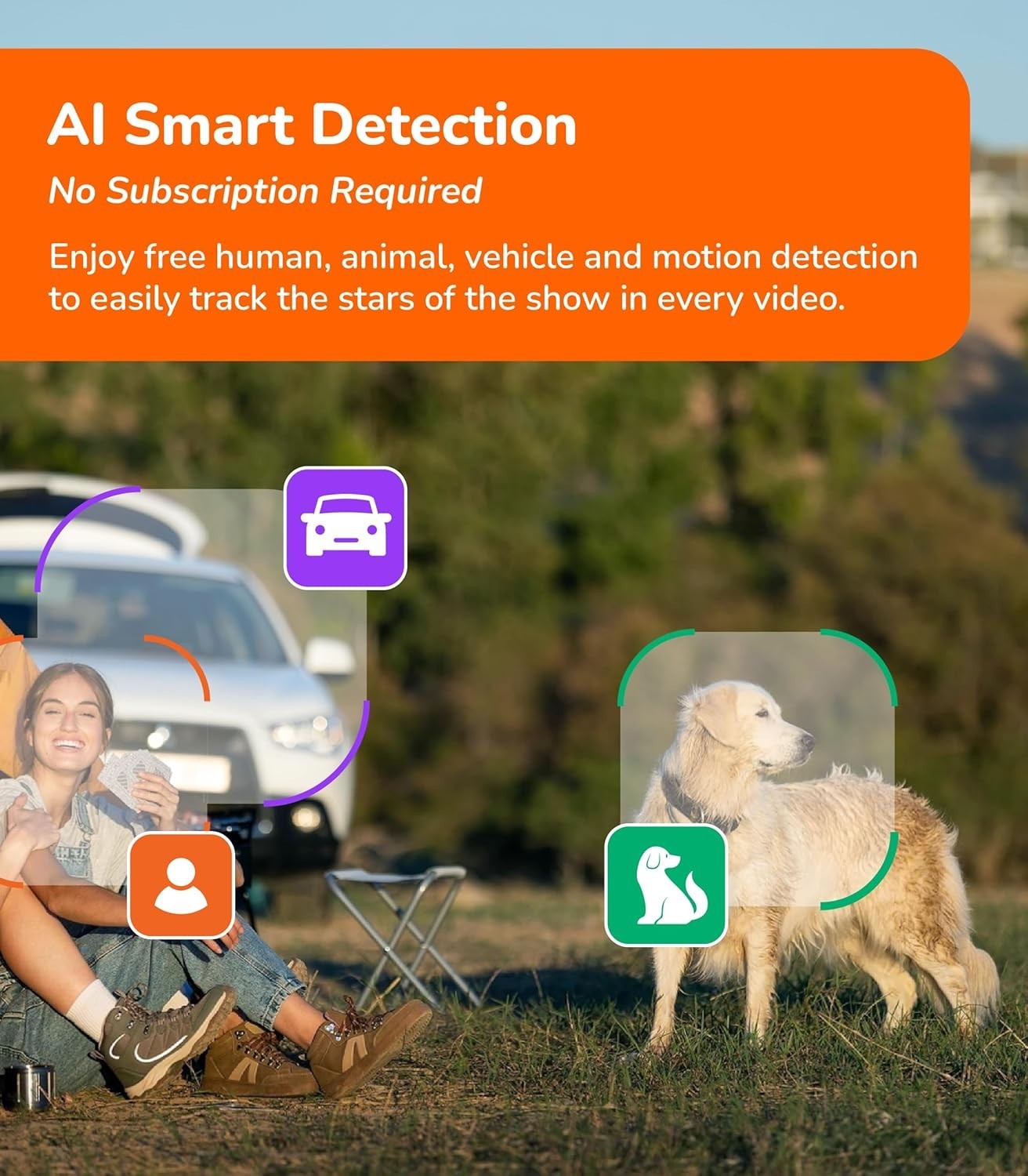 SensForge 2.5K Battery WiFi Security Camera Camera, AI Detection, Night Vision