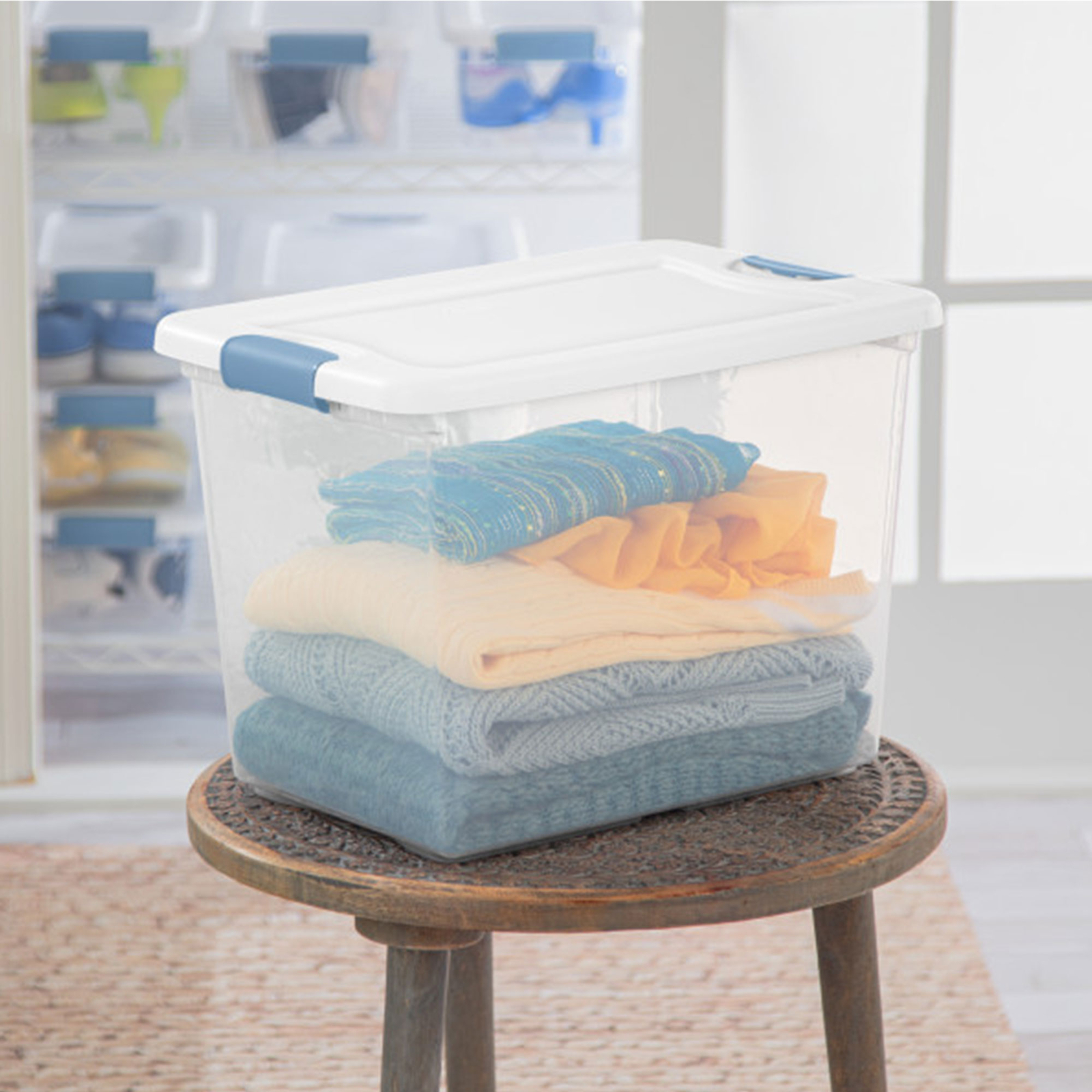 Sterilite 25 Quart Latching Storage Box, Stackable Bin with Latch Lid, 12 Pack