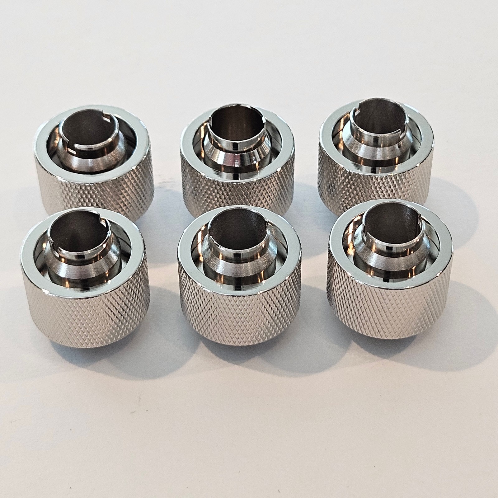 6 Pack - PrimoChill Premium Compression Fittings - 1/2" x 3/4" - Nickel Plated