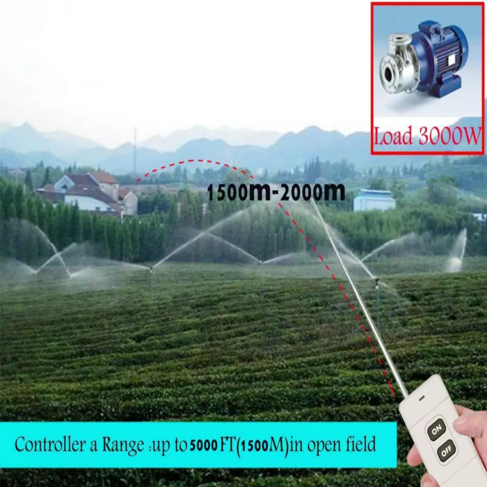 1.5KM Long Range 2CH RF Wireless Remote Control Switch Transmitter+Receiver Set
