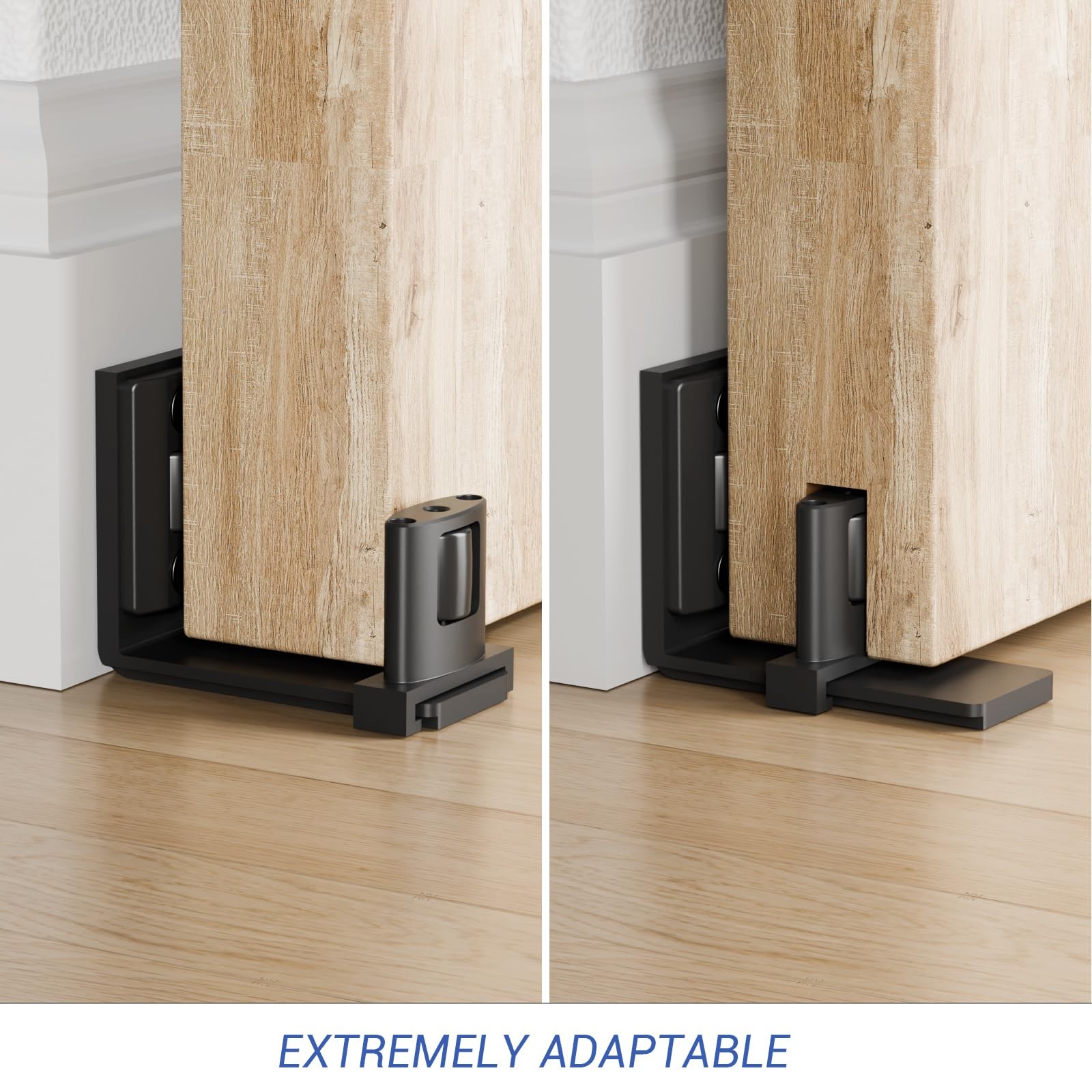 FLYVLIEG Sliding Barn Door Bottom Floor Guide,Adjustable U-Shaped Flat Black