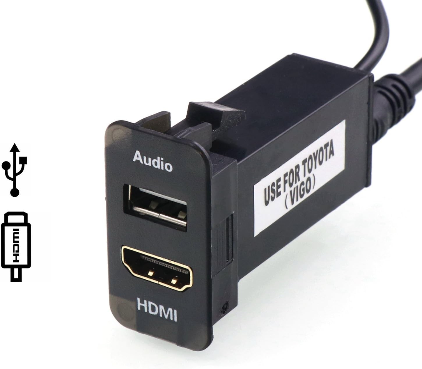 HDMI Socket Mount Cable +USB Audio Input Use for Toyota（Type B） 1.6*0.87inch