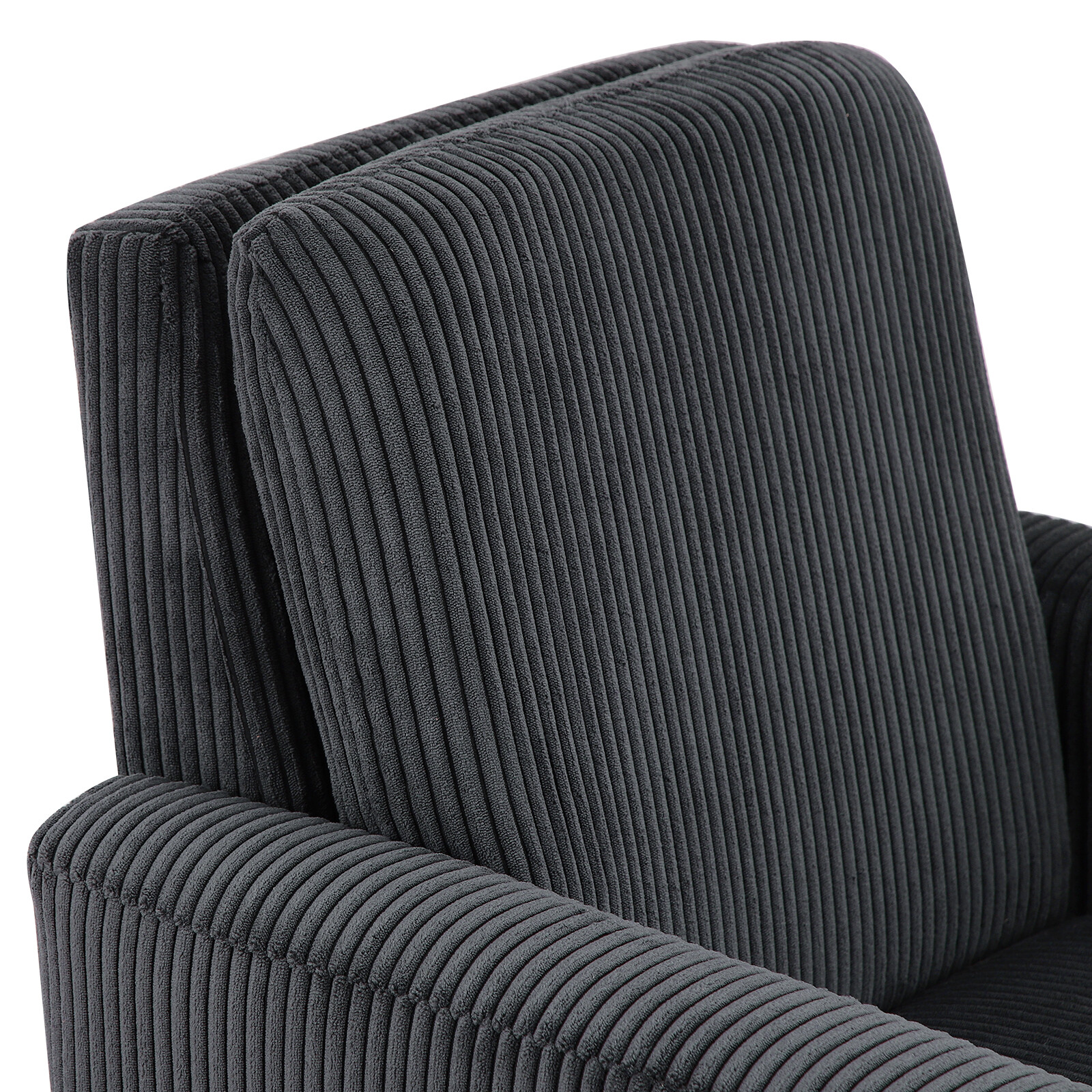 Corduroy Fabric Accent Chair Upholstered Comfy Single Sofa Wood Legs Black US