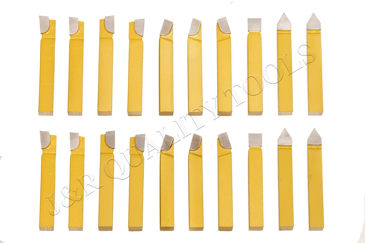 20PC 1/4" CARBIDE TIP TIPPED CUTTER TOOL BIT CUTTING SET FOR METAL LATHE TOOLING