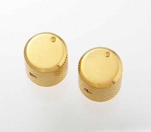 NEW - Gotoh Metal Guitar Knobs (2), With Indicator & Set Screw - GOLD