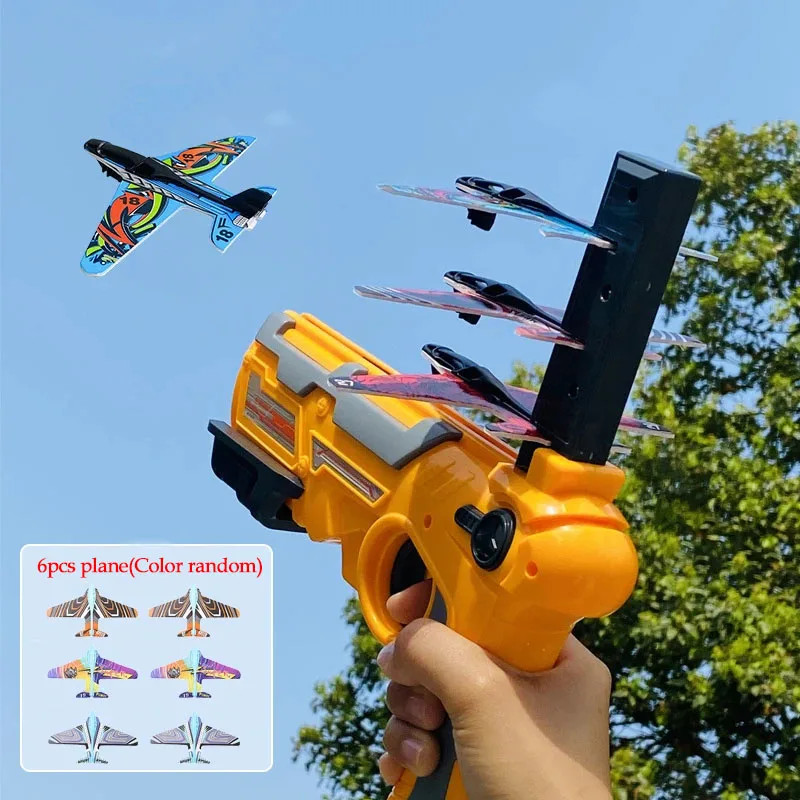 HOT Airplane Launcher Bubble Catapult With 6 Small Plane Toy Kids Gift