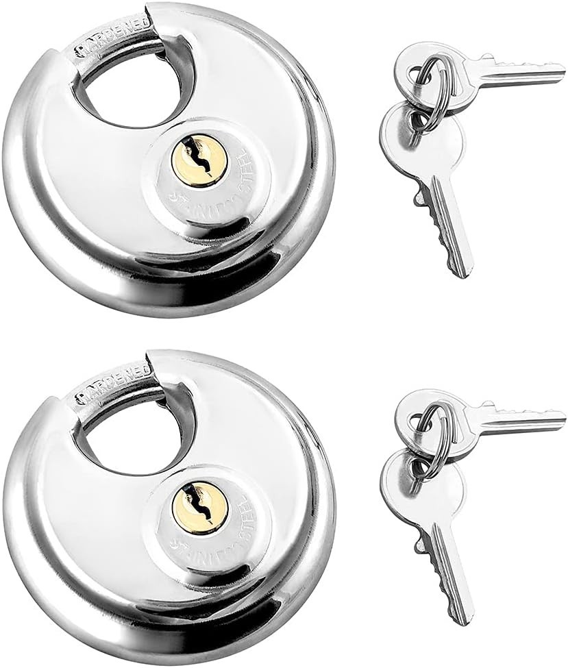 Disc Locks Heavy Duty Steel Keyed Different Padlock Disc Storage Locks 3/8"