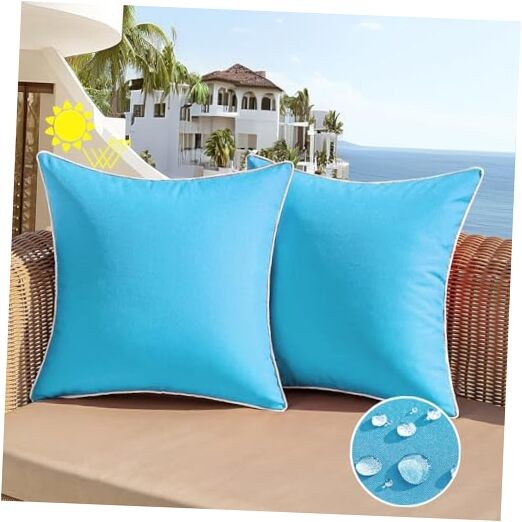 Outdoor Waterproof Throw Pillow Covers 18x18 18" x 18" (Pack of 2) Sky Blue