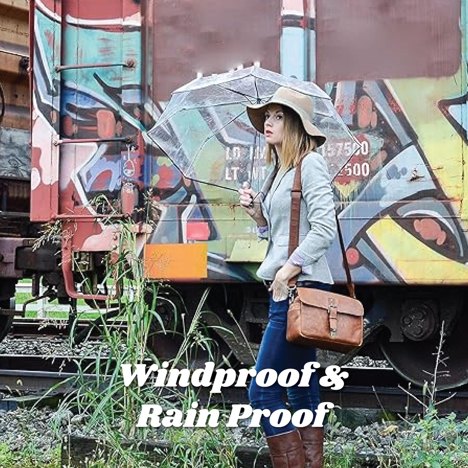 Totes Compact Auto Open Folding Umbrella with One Size, Clear & Black