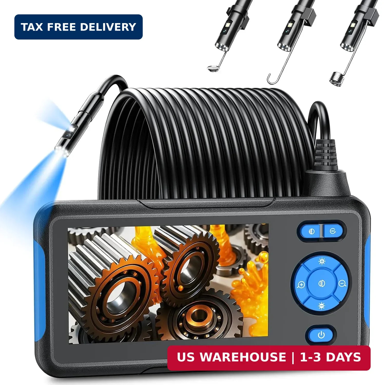 T TAKMLY Endoscope Camera with Light, 4.3'' Inspection Snake Cameras, 1080P HD B