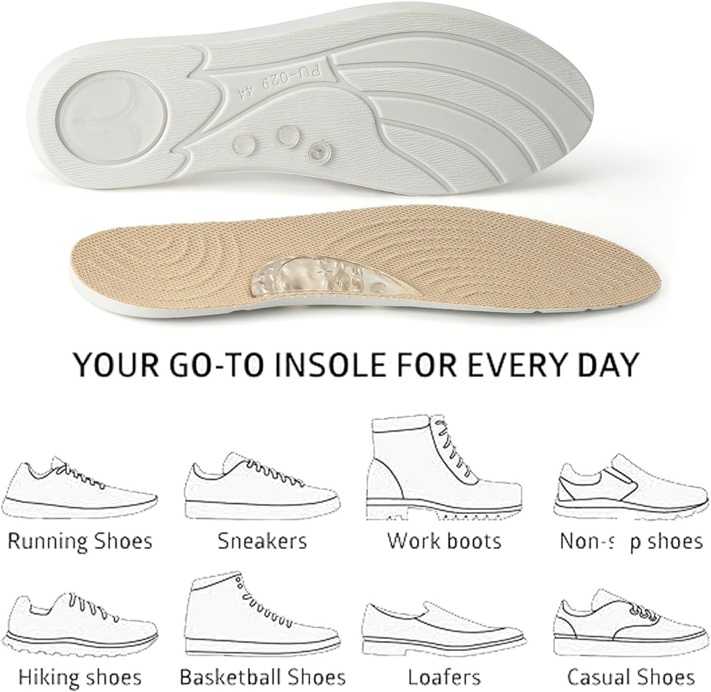 Supination Insoles Orthopedic Corrective Inserts Adjustable Arch Support Sz 37