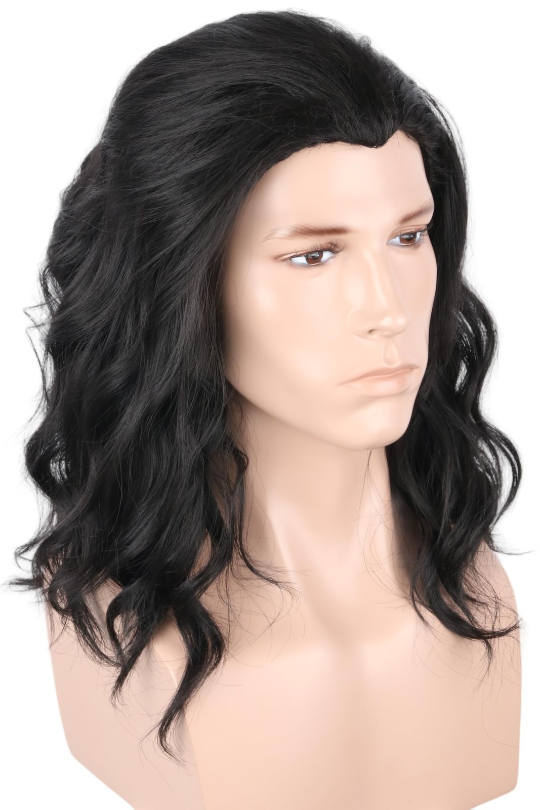Mens Wig Black Short Curly Natural Wave Funny Wigs for Men Halloween Costume ...