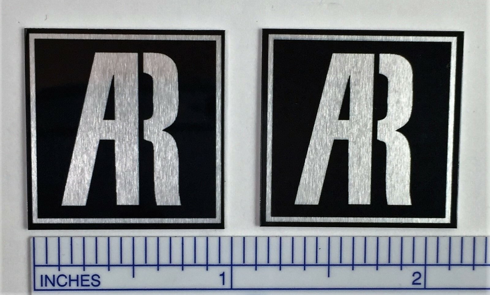 AR Acoustic Research Speaker Badge Logo Emblem Black Pair 1" Square Aluminum