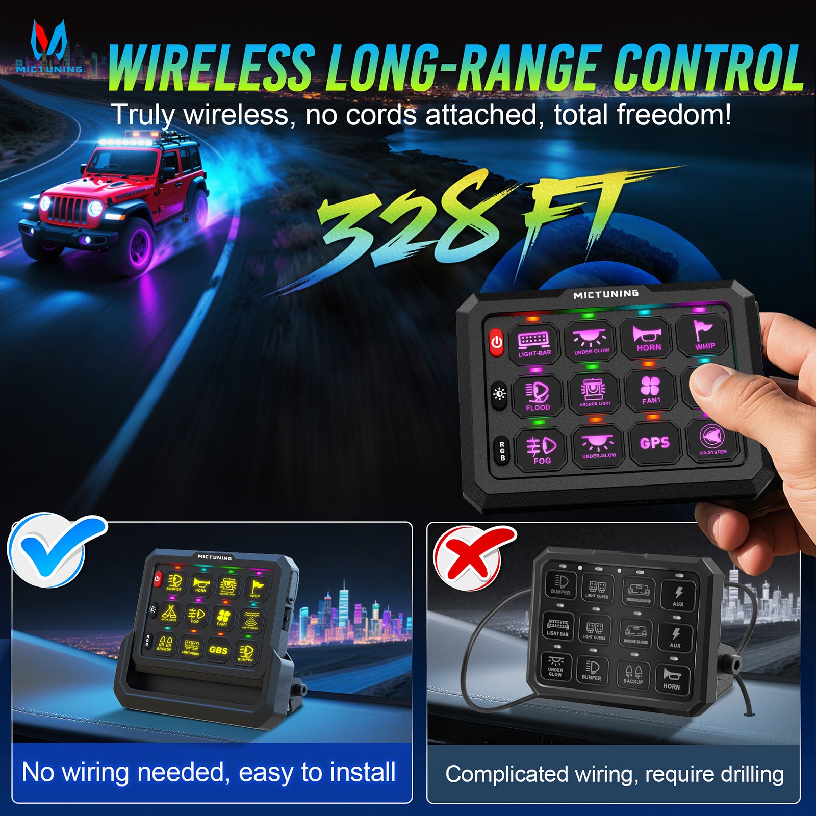 Multifunction 12 Gang Wireless Switch Panel RGB Circuit Relay Box Remote Control
