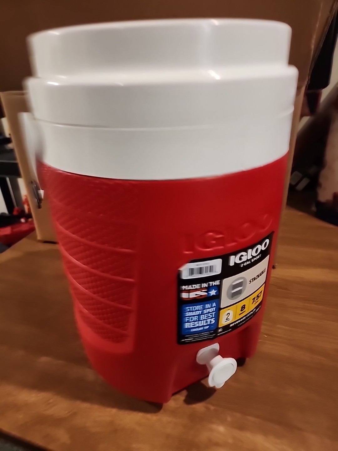 Igloo 2 Gallon Sport  Water Jug, Cooler, Red, Stackable