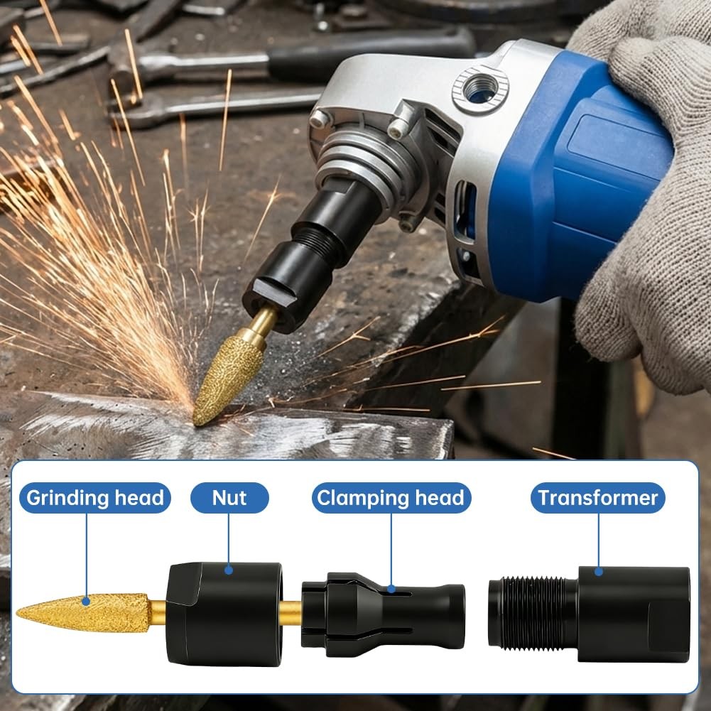 2-Pack Angle Grinder to Die Adapter, 5/8"-11 Thread 1/4" Black