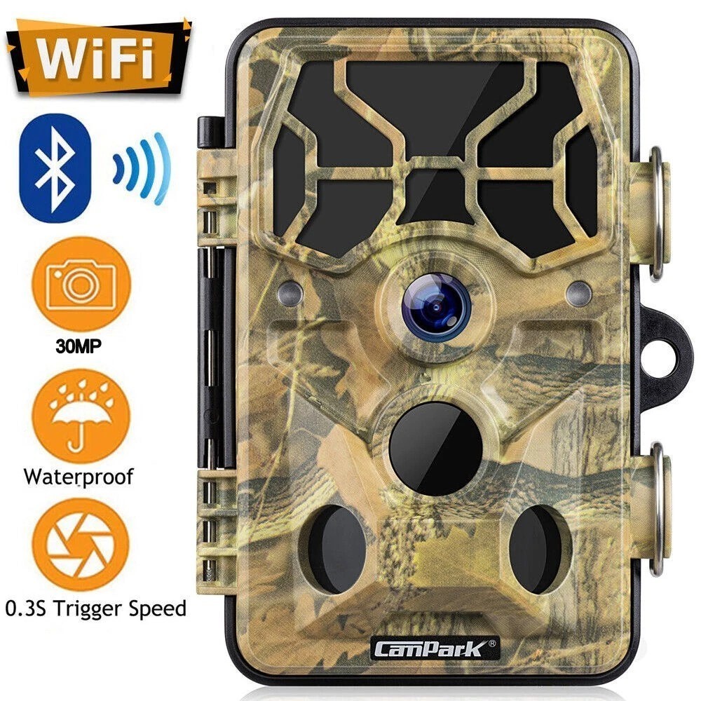 WiFi Trail Hunting Camera 30MP 1296P Wildlife Game Night Vision Security Camera