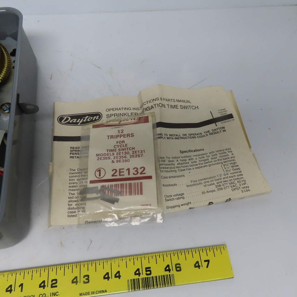 Dayton 2A206 Program Timer Switch Relay W/14 Day Skipper Mechanism 240V 25A 2HP