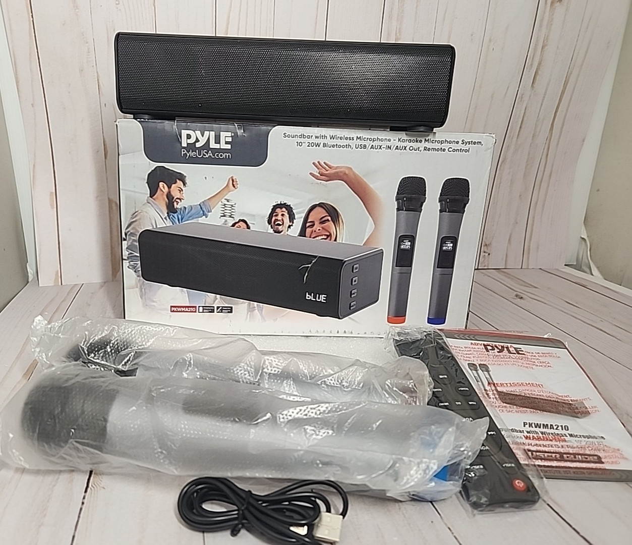 Pyle 20W Bluetooth Soundbar w/ 2 Wireless Mics, Remote, USB/AUX, PARTS ONLY
