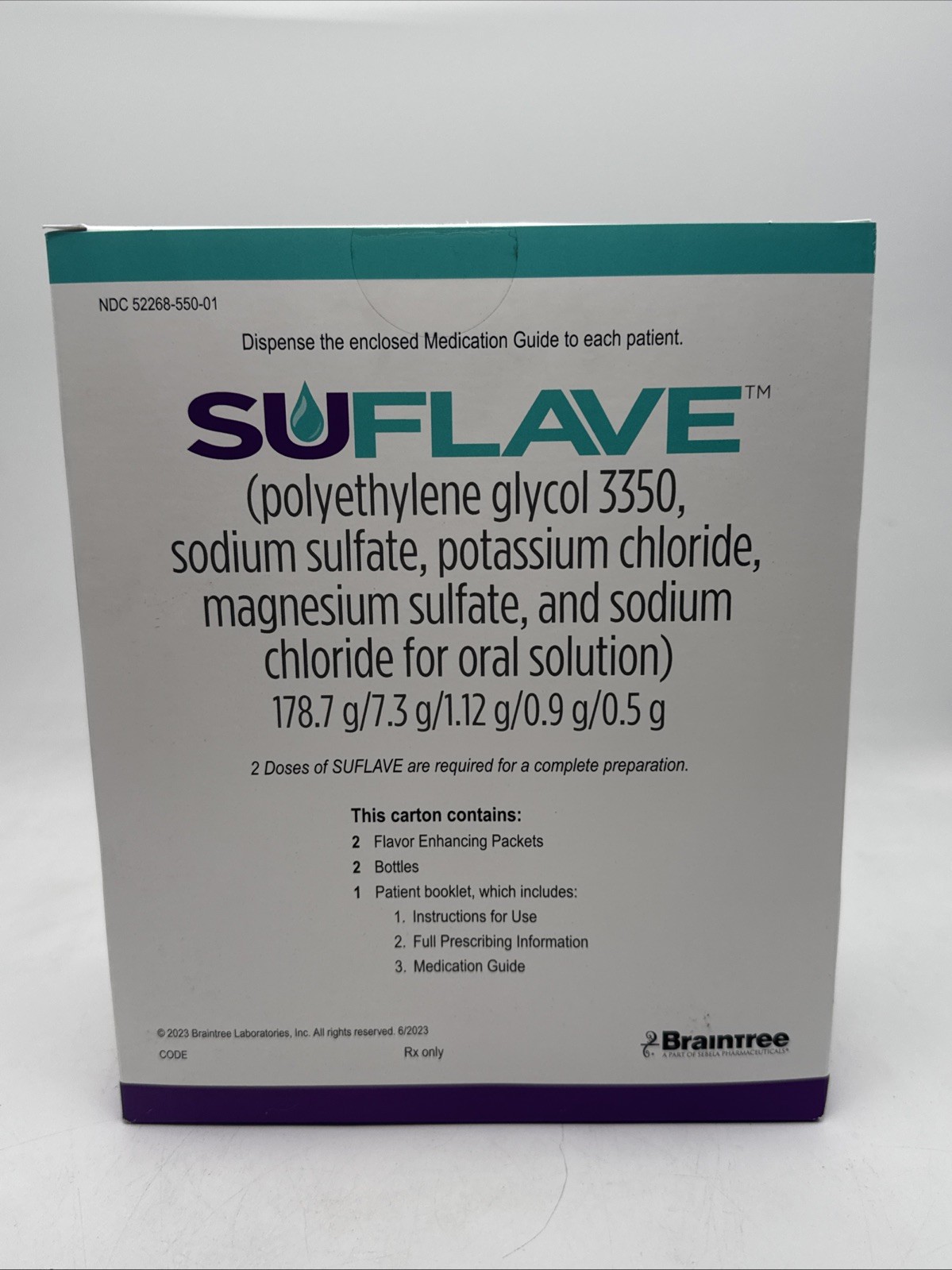 Braintree Suflave 178.7 g polyethylene glycol 3350 Laxative Kit