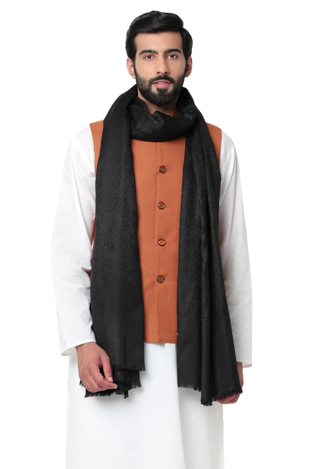 Men Large Plain Self Design Wool Shawl Pashmina Stole Neck Wrap Scarf 50"X100"