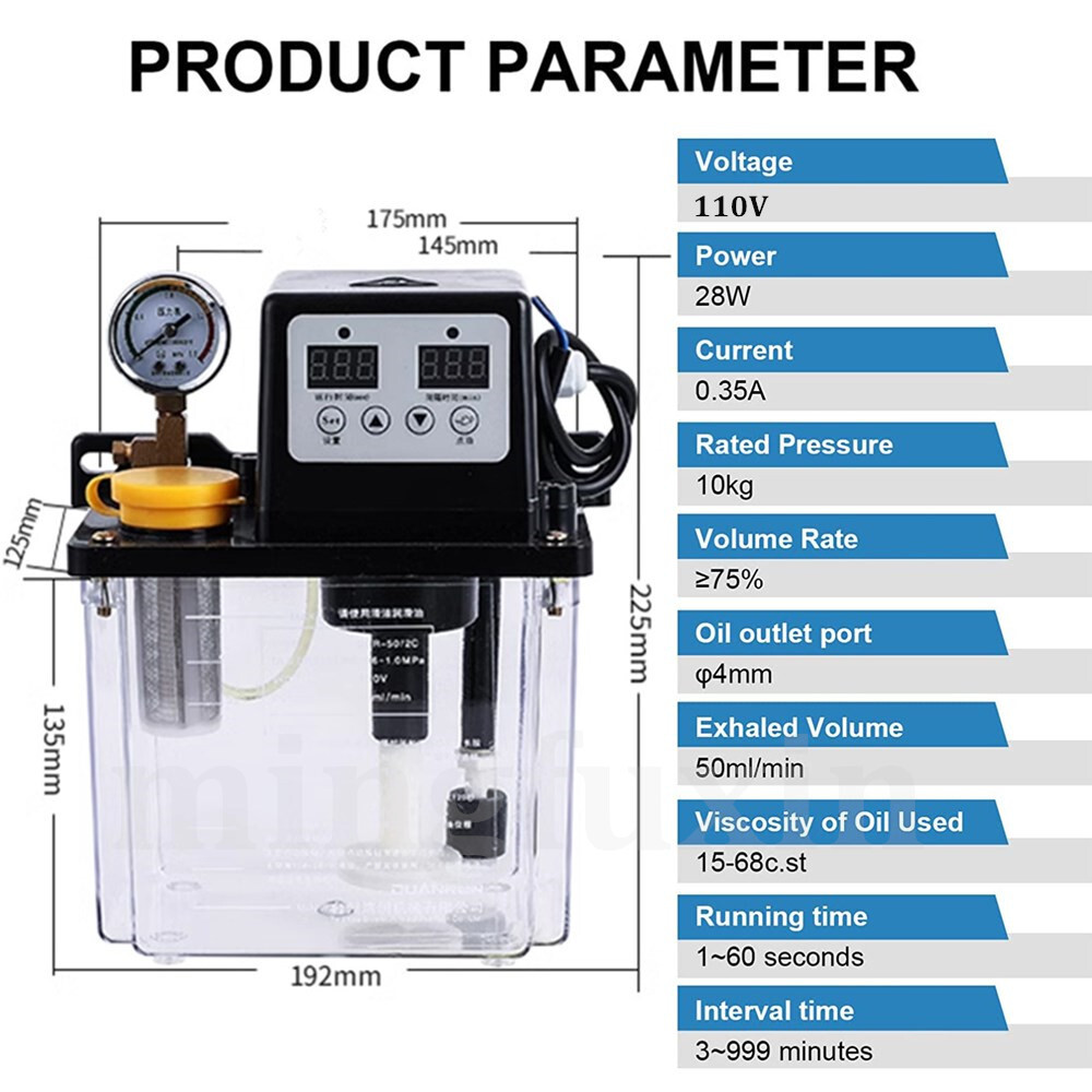 CNC Electromagnetic Lubricant Pump Automatic Lubricating Oil Pump 2L 110V