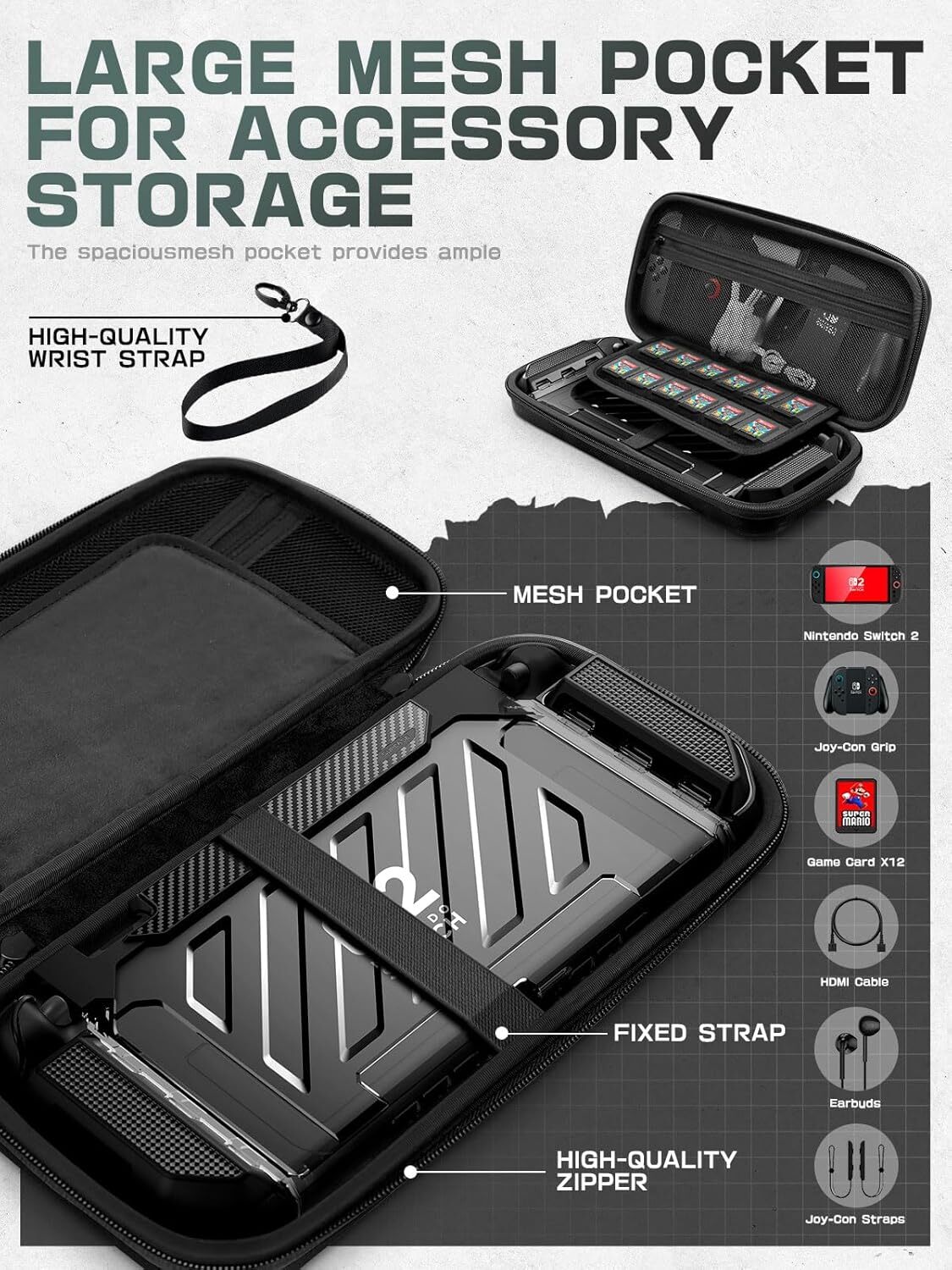 For Nintendo Switch 2 Protective Cover Accessories Set +HD Screen +Carrying Case