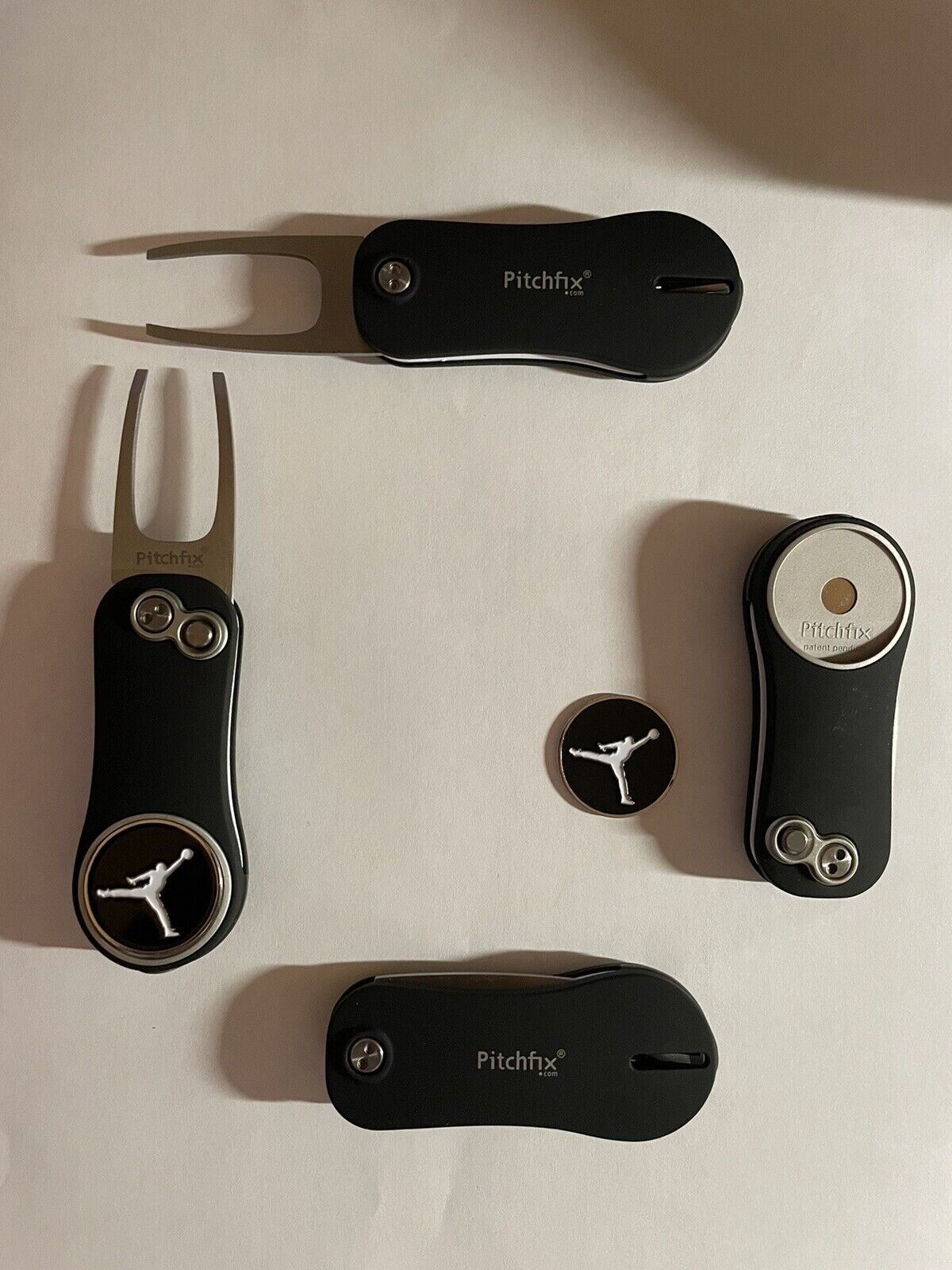 (1) Pitchfix Golf Switchblade Divot Tool Hybrid 2.0 W/MJ Jumpman 1" Golf Marker