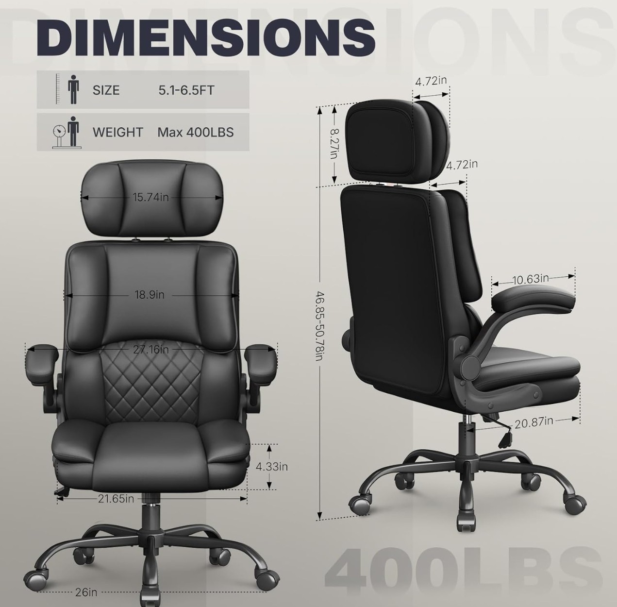 Executive Office Ergonomic Chair, Computer Chair with Adjustable Headrest,PU...