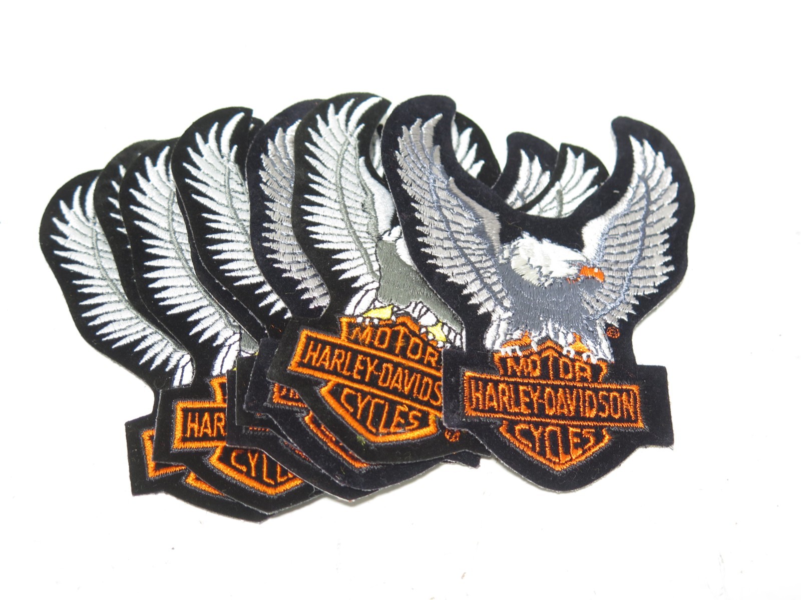 HARLEY DAVIDSON VINTAGE UP WING SILVER EAGLE BAR & SHIELD PATCH 4"x 6" NEW