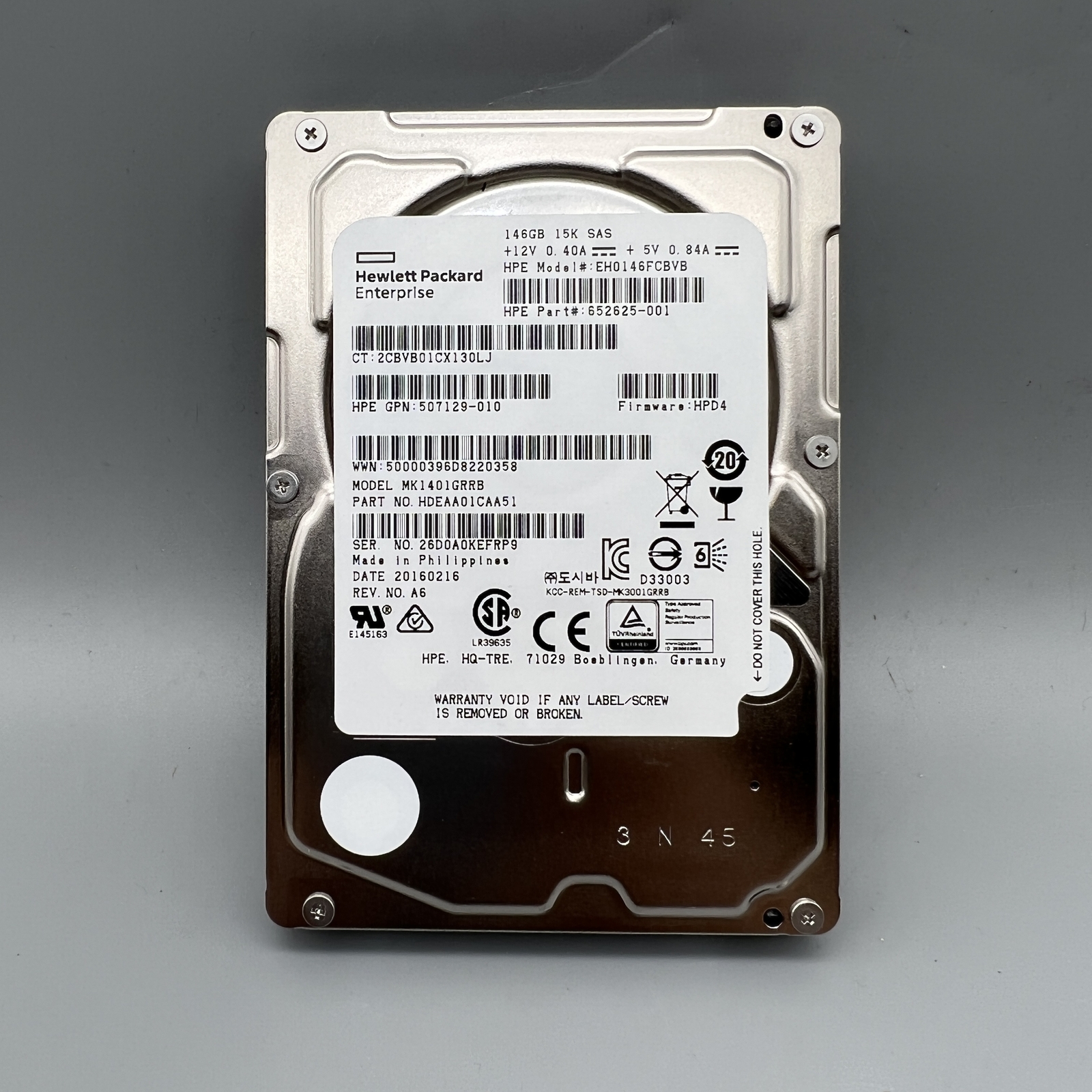 652625-001 HP G8 G9 146-GB 6G 15K 2.5inch SAS No Tray 507129-010 MK1401GRRB