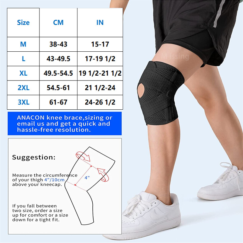 Knee Brace Compression Knee Sleeve Open Patella Pain Relief Sport Joint Support