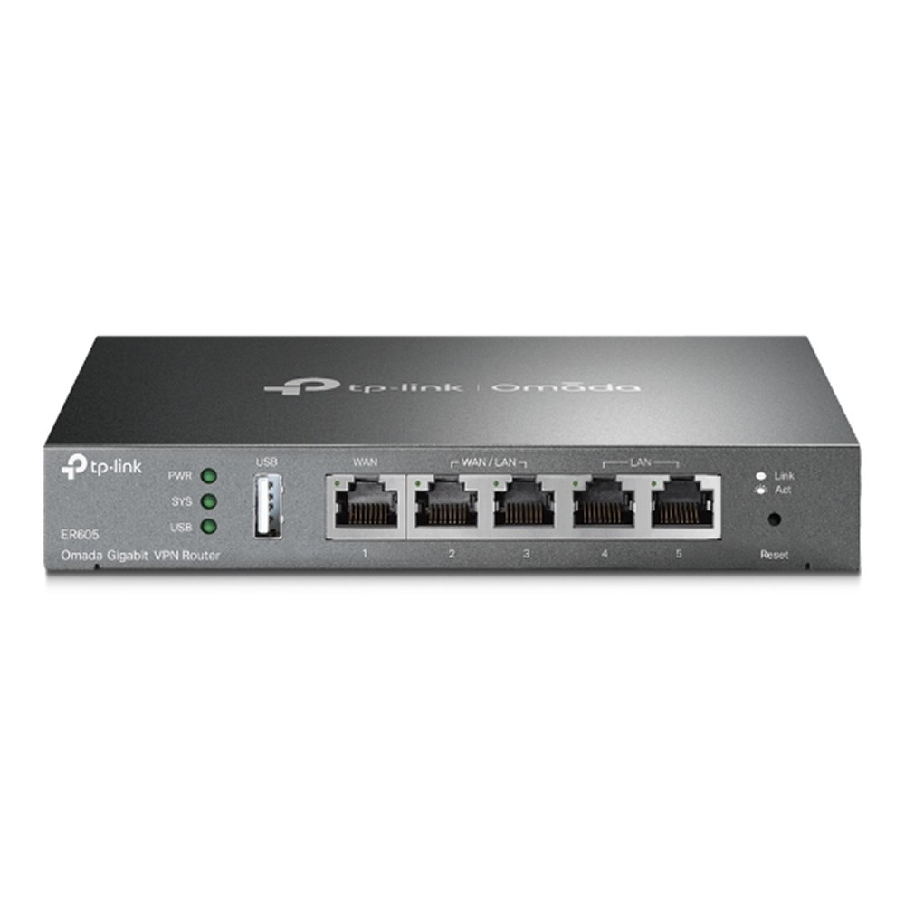 TP-Link ER605 Omada 5-Port Gigabit Multi-WAN VPN Router, 3 Config WAN/LAN Ports