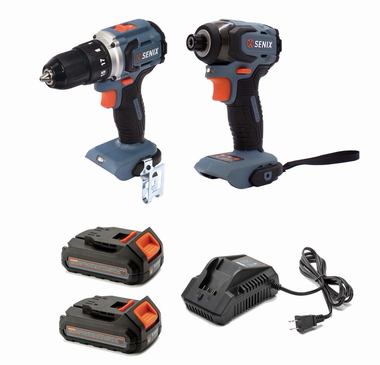 Senix 2-Tool Cordless Kit with 1/2" Drill Driver & 1/4" Impact Driver
