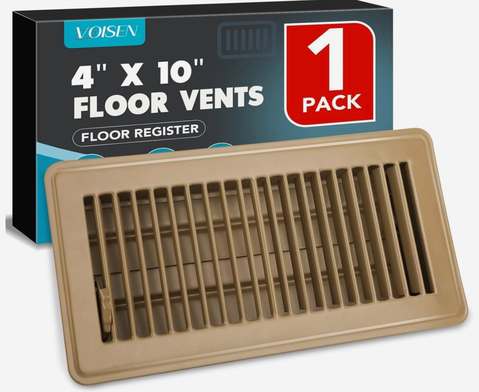 Floor Register 4x10, 1 Pack Gold (Light Brown) - Steel Walkable - Pkg Opened - T