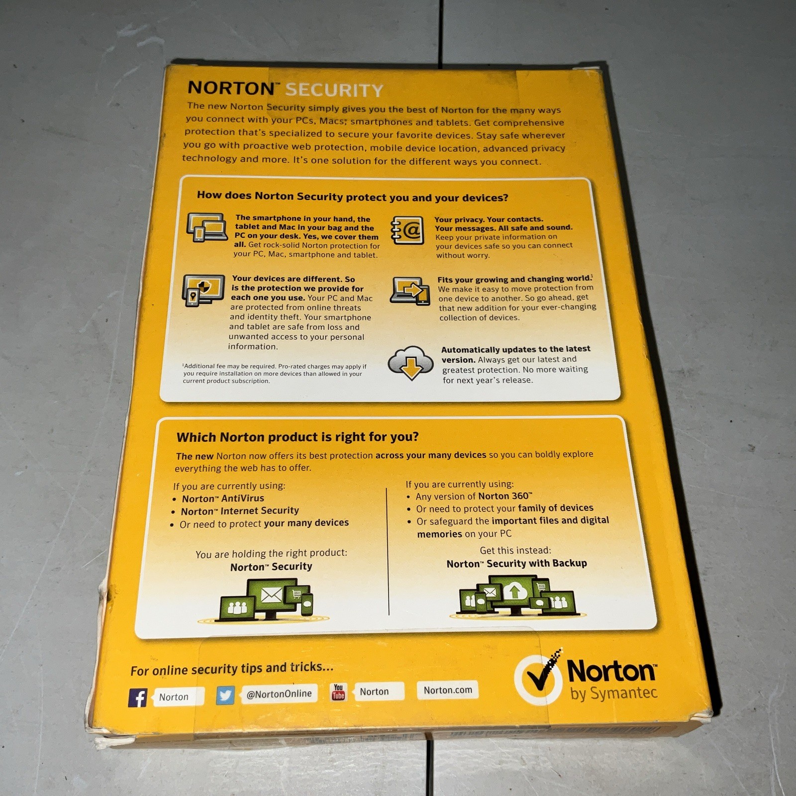 Norton by Symantec SECURITY for PC, Mac, smartphone or tablet (SEALED)