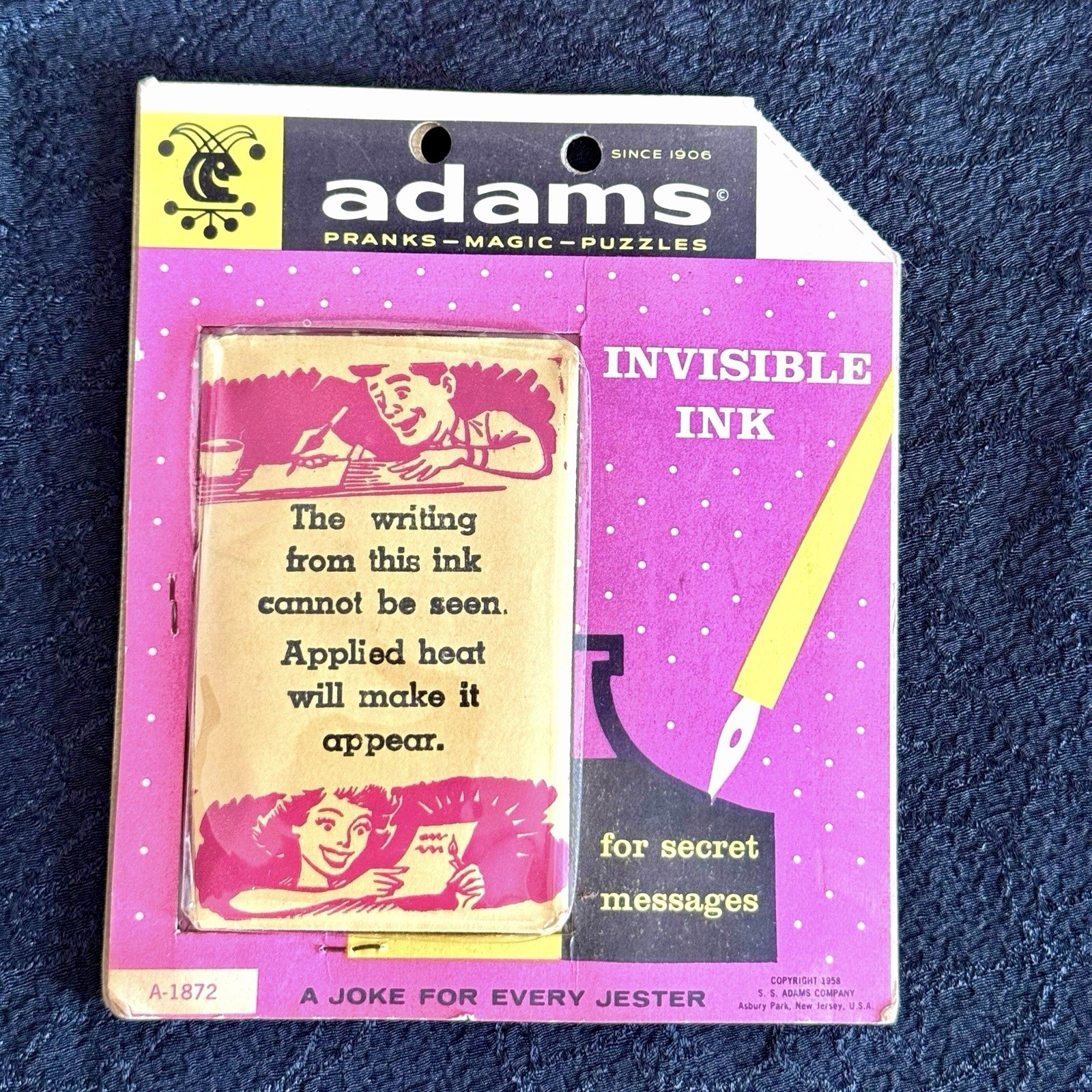 S.S. Adams' Original Invisible Ink Powder 1958 Original Packaging Magic Trick