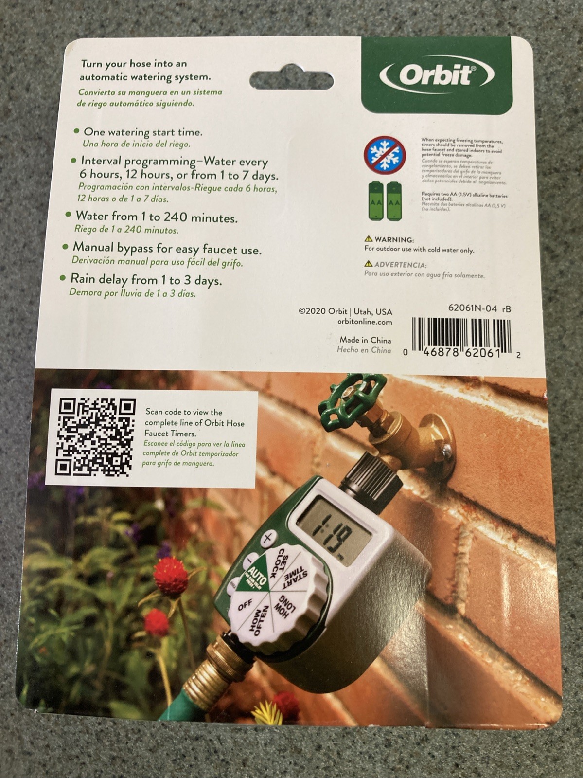 Orbit 62061Z Single-Outlet Hose Watering Timer - Green