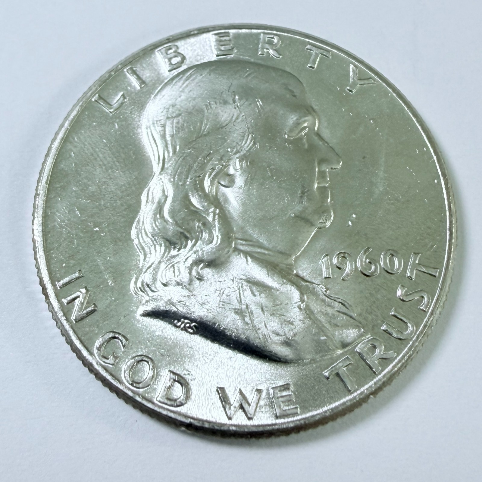 1960 P Franklin Half Dollar 90% Silver AU ABOUT UNCIRCULATED DETAILS #7856