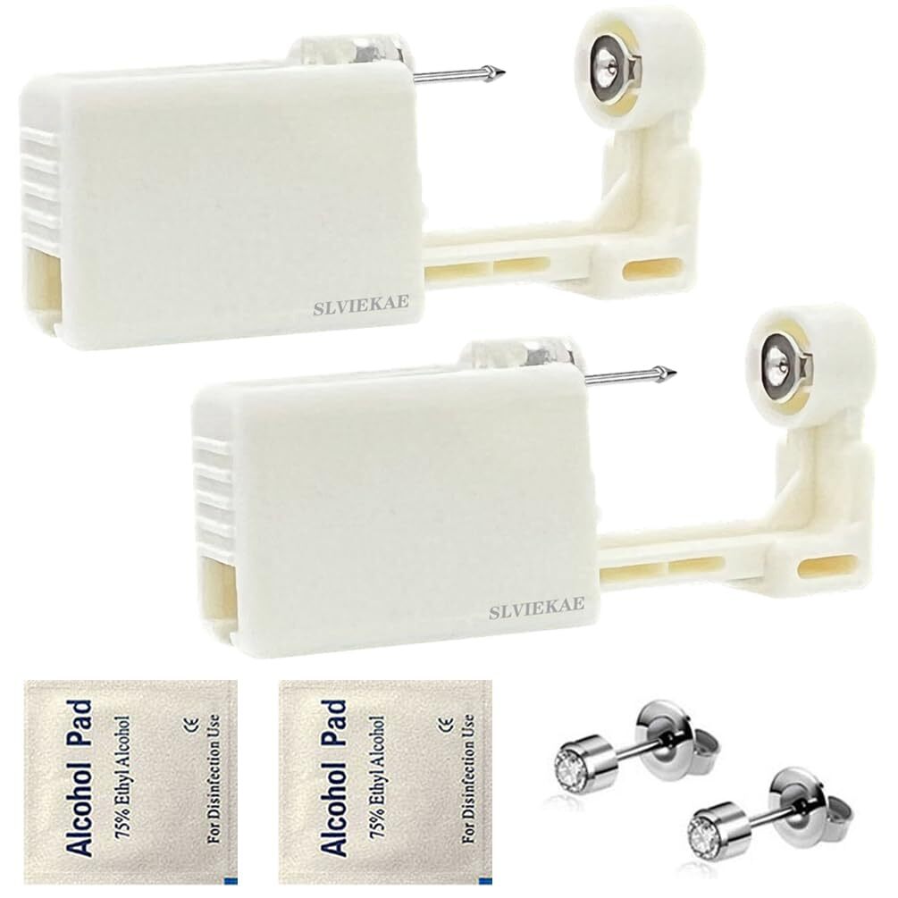 2 Pack Kits de perforación de oreja desechables para autoperforación de oreja