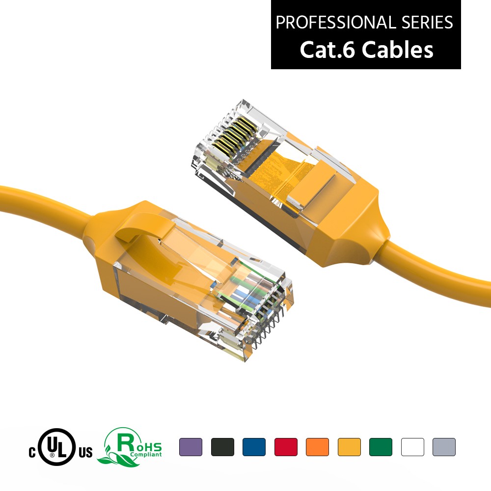 4Ft CAT6 28AWG Slim Ethernet Network Cable Yellow
