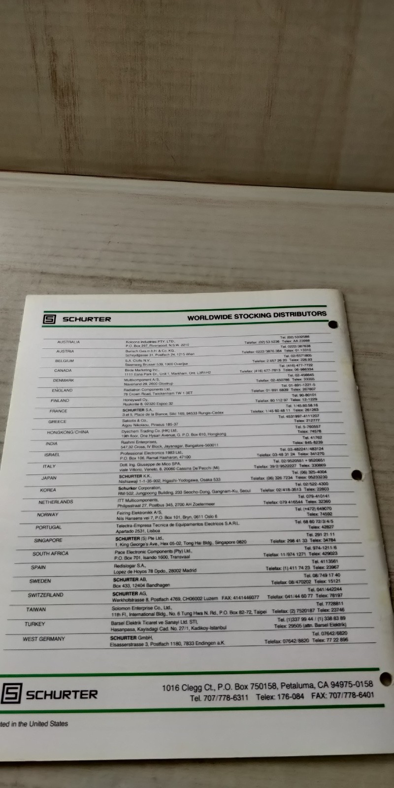 1987 SCHURTER THE COMPLETE SWITCH LINE CATALOG C5