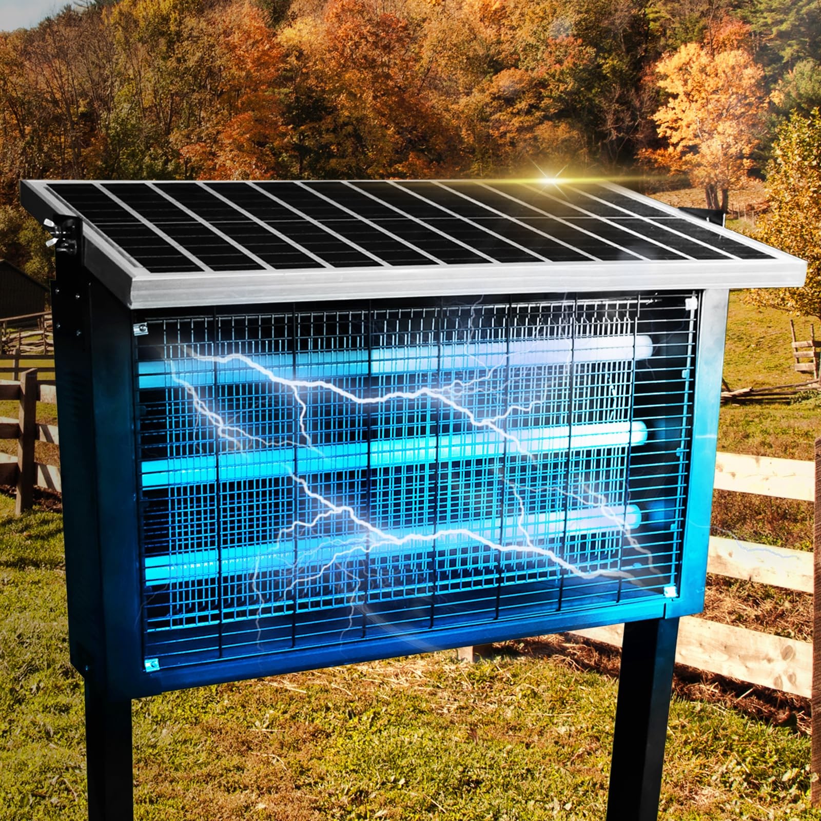 Powerful Super Large Solar Bug Zapper Outdoor for 8000 Sq.Ft, Rechargeable Solar