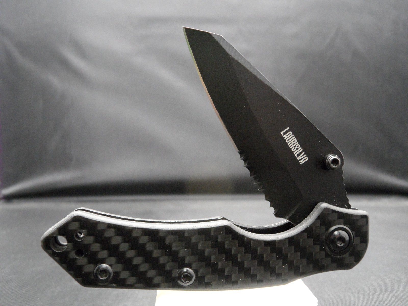 2-1/2'' Bladed Flip fold Knife black Stainless Steel W Composite Fiber Scales