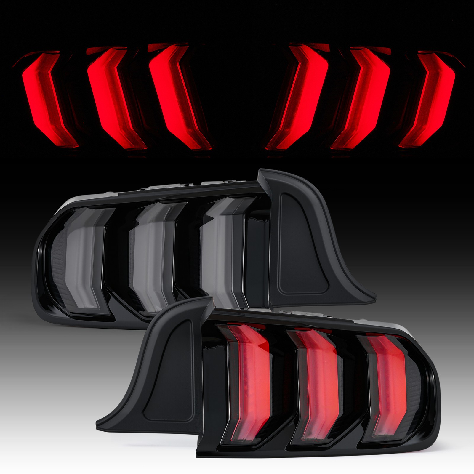 For 2015-2023 Ford Mustang Euro Smoke LED Sequential Tube Tail Lights Brake Lamp