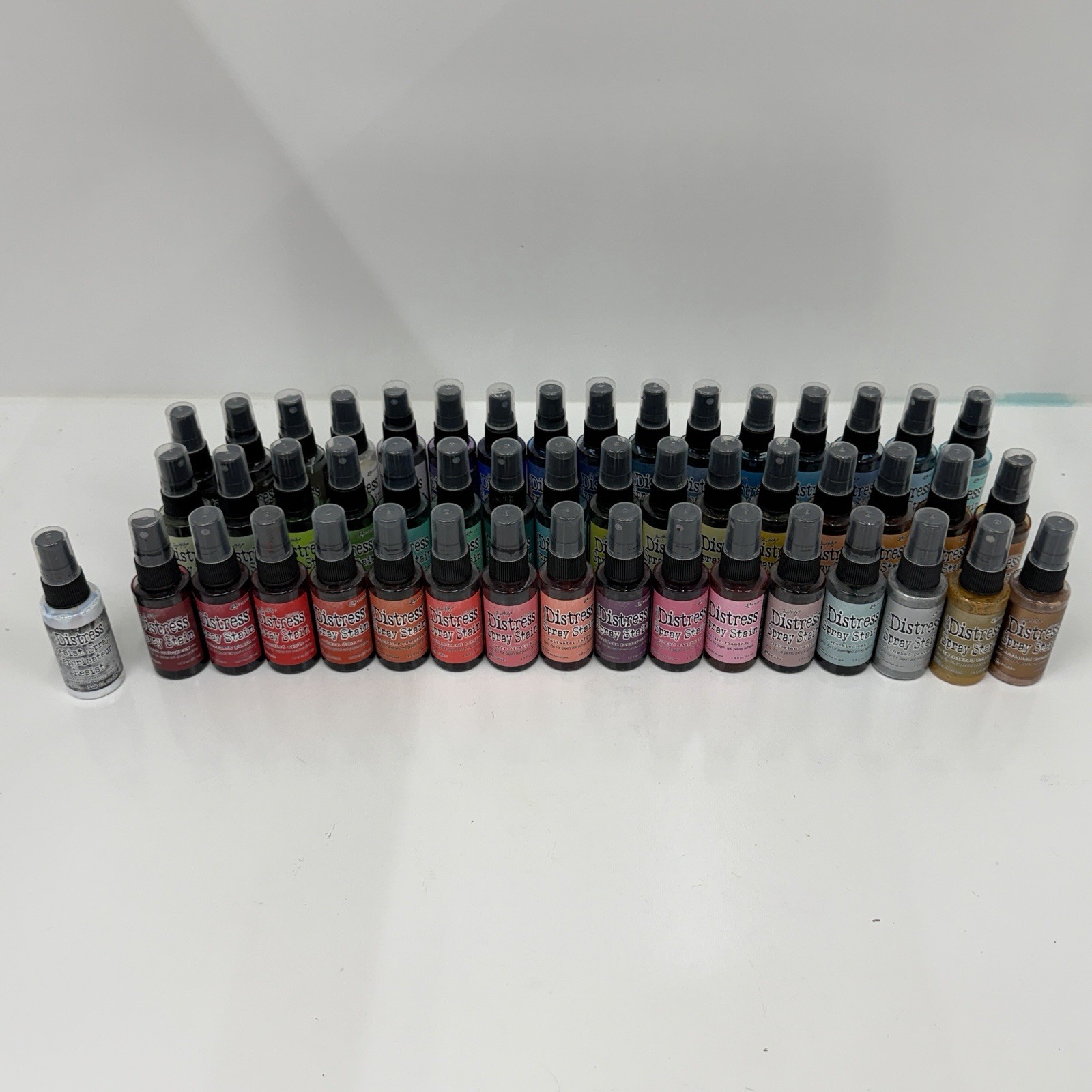Tim Holtz Distress Ink Stain Sprays, Lot Of 48 + 1 Resist Spray Bottle