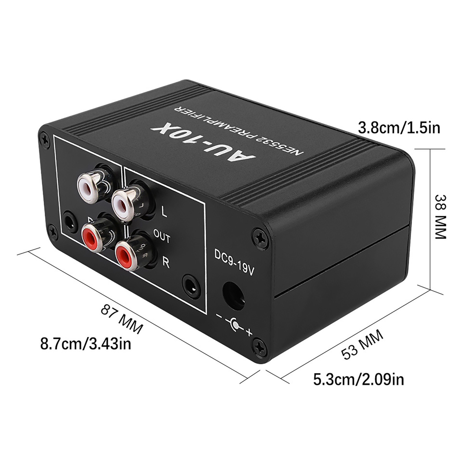 DC 9-19V 3.5mm Input Output Stereo Preamplifier Headphone Amplifier NE5532
