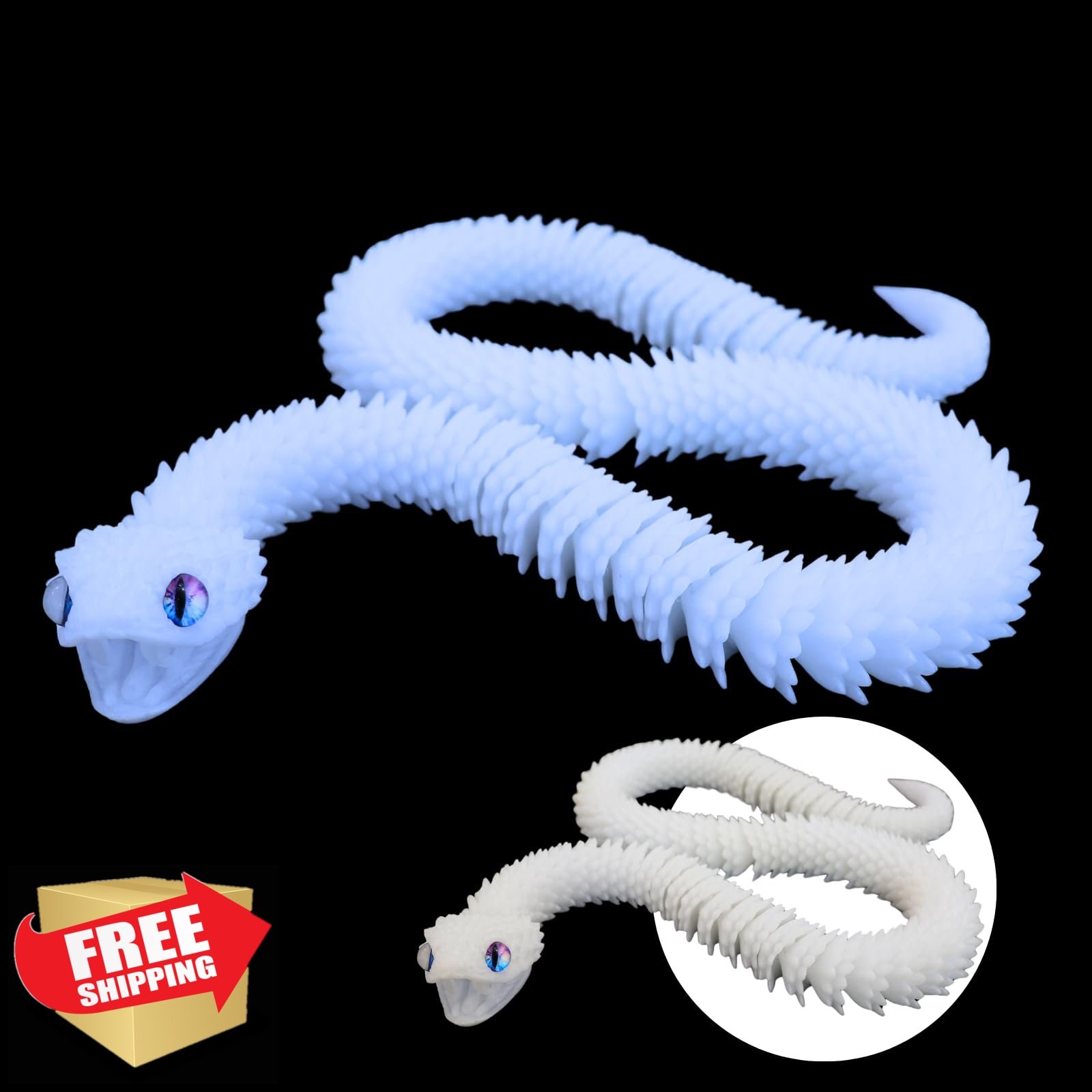 Dpcirk 35.5" Luminous Blue Snake Model Movable Teeth Toy
